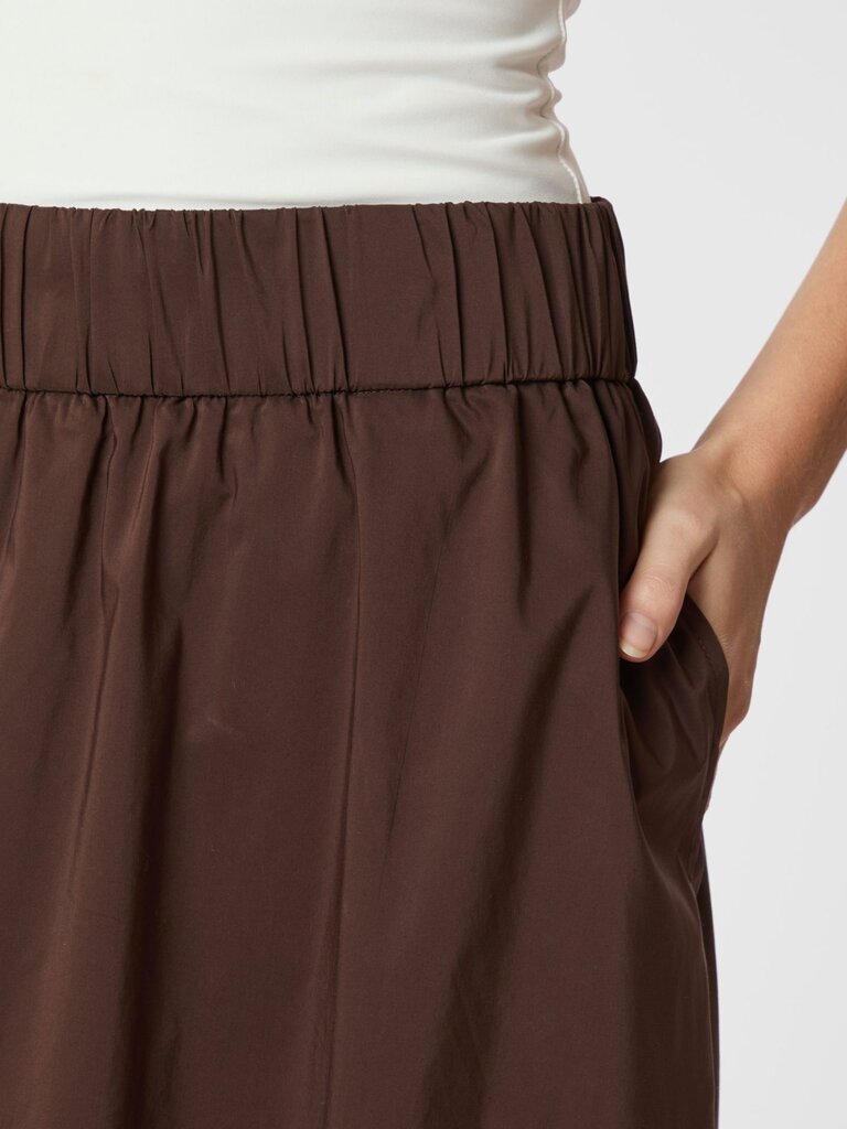 Yara Long Poplin Skirt Chocolate Brown