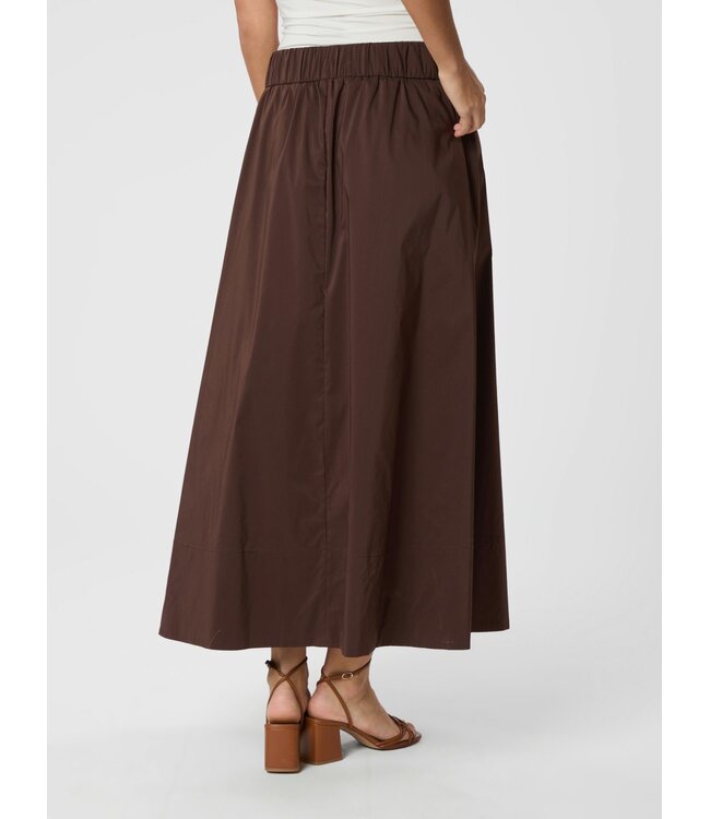 Yara Long Poplin Skirt Chocolate Brown