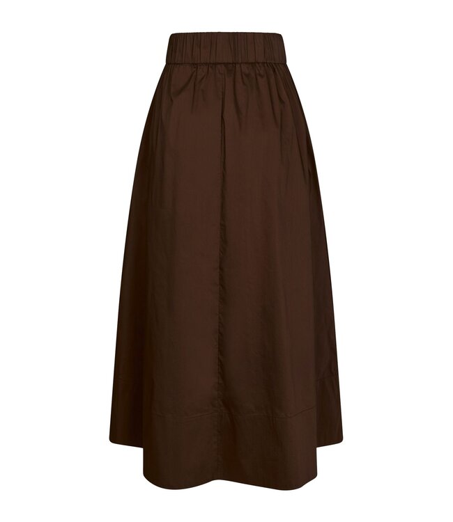Yara Long Poplin Skirt Chocolate Brown