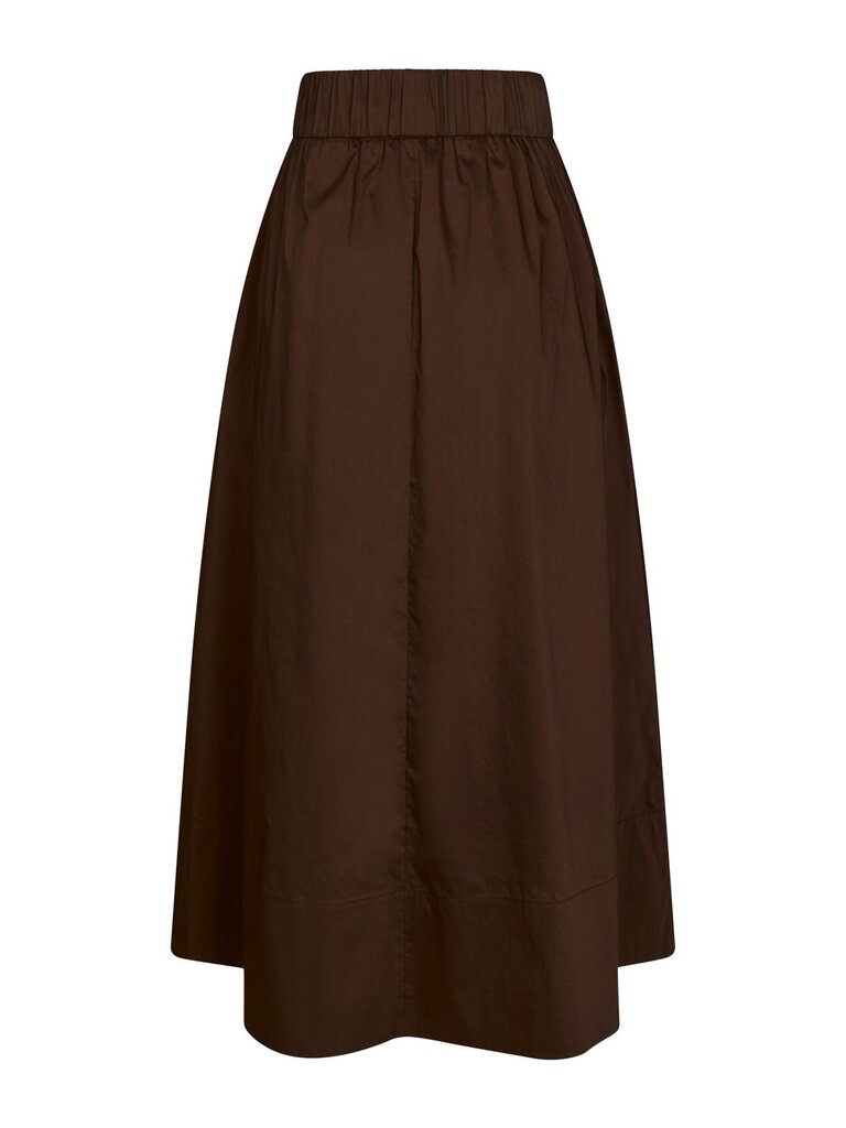 Yara Long Poplin Skirt Chocolate Brown