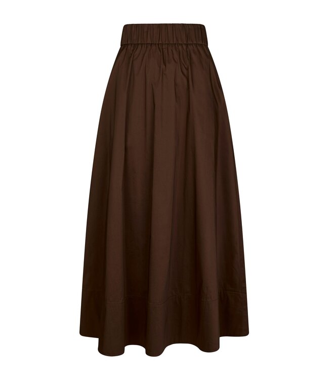 Yara Long Poplin Skirt Chocolate Brown