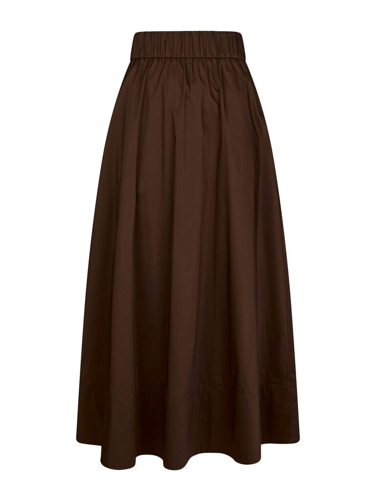 Yara Long Poplin Skirt Chocolate Brown