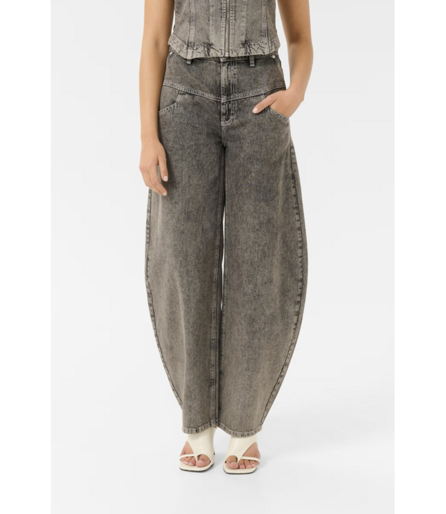 Josie HW Barrel Jeans Greige Denim