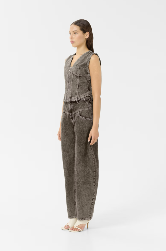 Josie HW Barrel Jeans Greige Denim