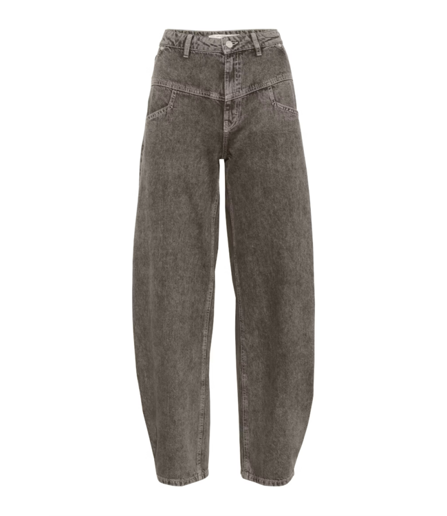 Josie HW Barrel Jeans Greige Denim