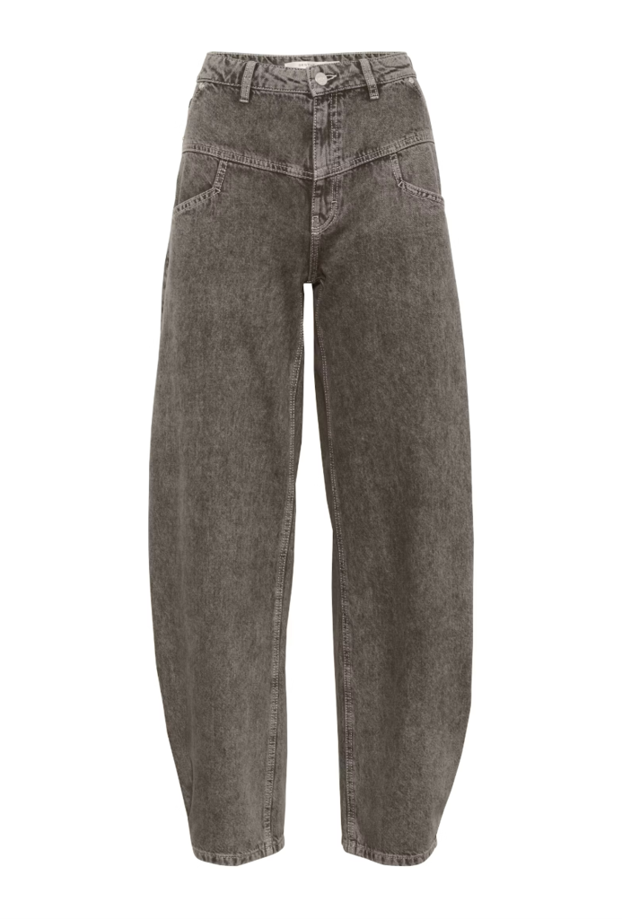 Josie HW Barrel Jeans Greige Denim