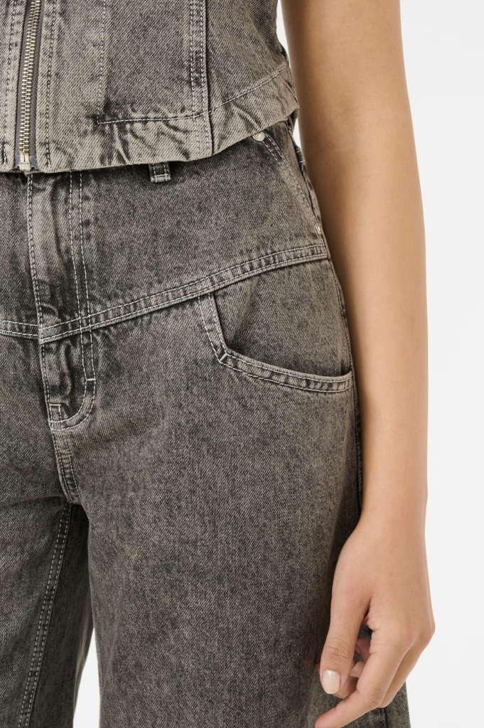 Josie HW Barrel Jeans Greige Denim