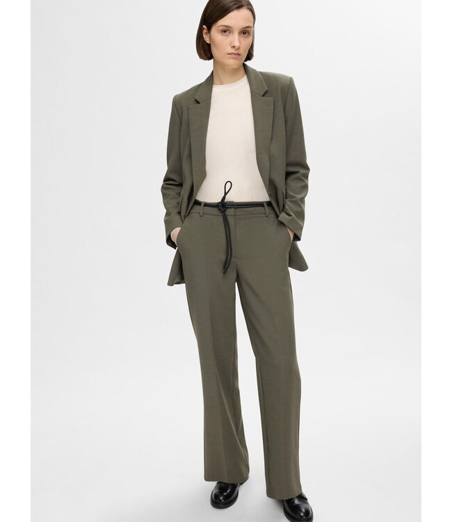 Rita Wide MW Trousers Deep Depths Melange
