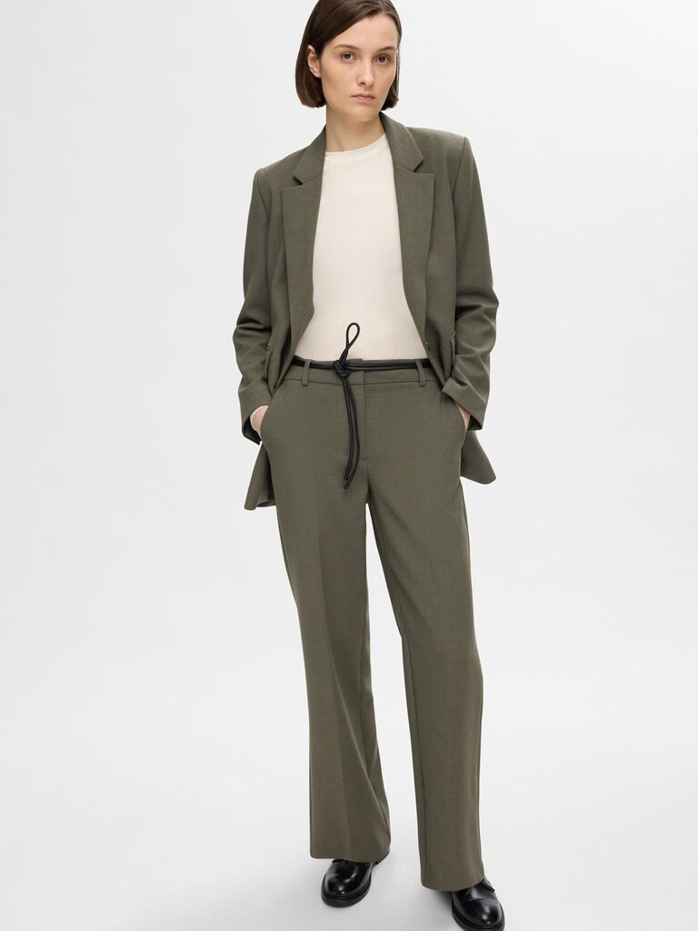 Rita Wide MW Trousers Deep Depths Melange