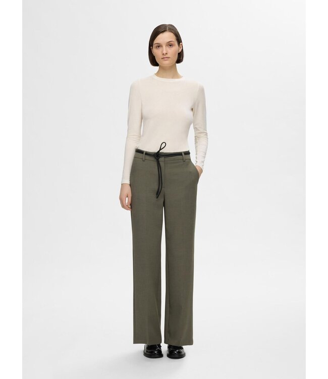 Rita Wide MW Trousers Deep Depths Melange