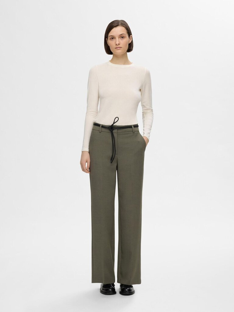 Rita Wide MW Trousers Deep Depths Melange