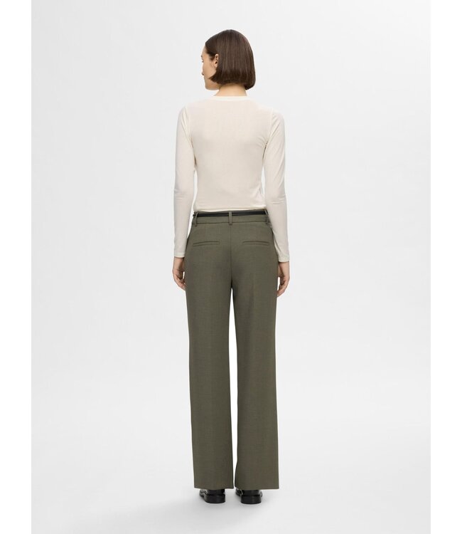Rita Wide MW Trousers Deep Depths Melange