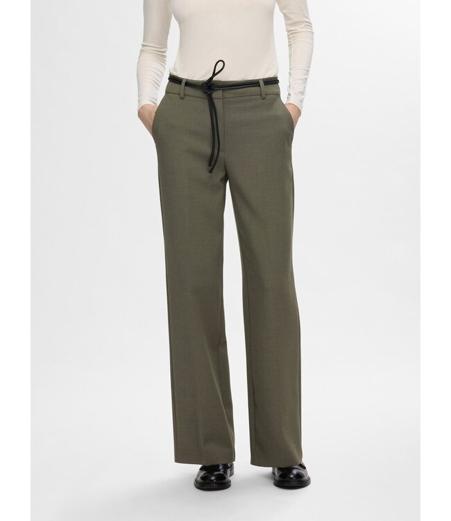 Rita Wide MW Trousers Deep Depths Melange