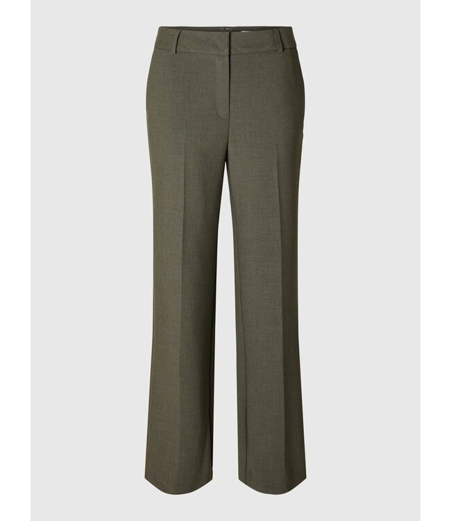 Rita Wide MW Trousers Deep Depths Melange