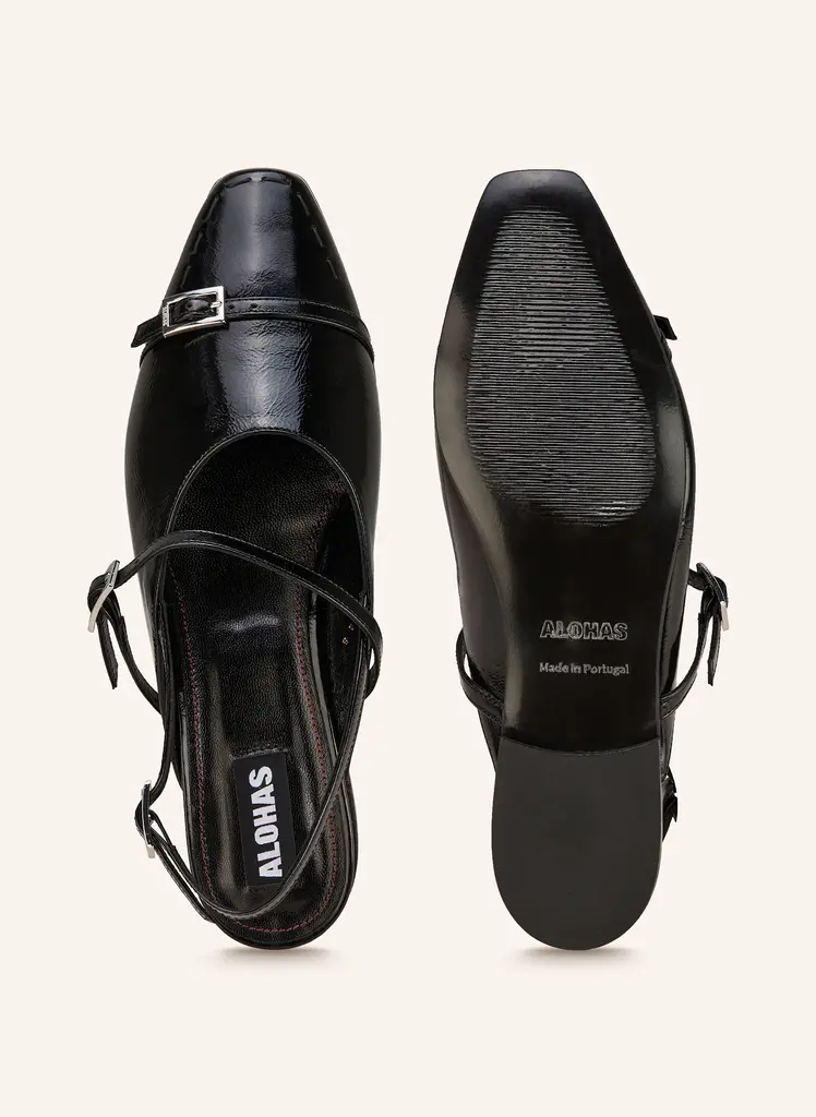 Ashlee Onix Black Leather Ballet Flats