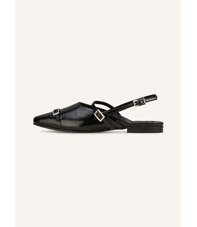 Ashlee Onix Black Leather Ballet Flats