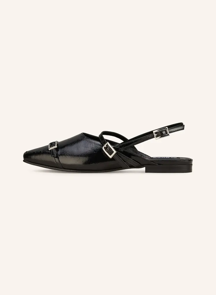 Ashlee Onix Black Leather Ballet Flats