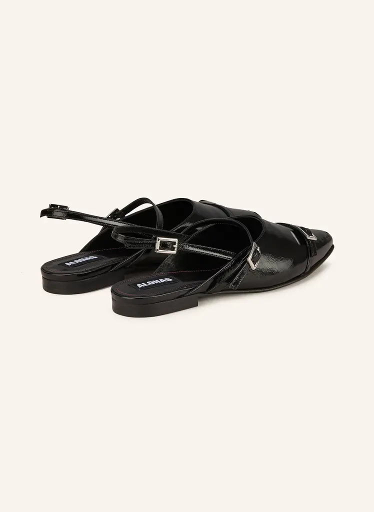 Ashlee Onix Black Leather Ballet Flats