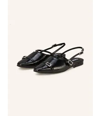Ashlee Onix Black Leather Ballet Flats
