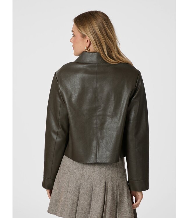 Romana Faux Leather Jacket Brown