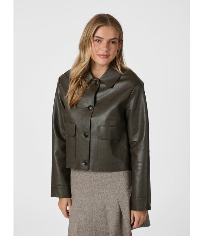 Romana Faux Leather Jacket Brown