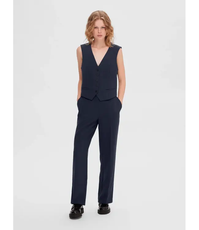 Rita Wide Pants Dark Sapphire Melange