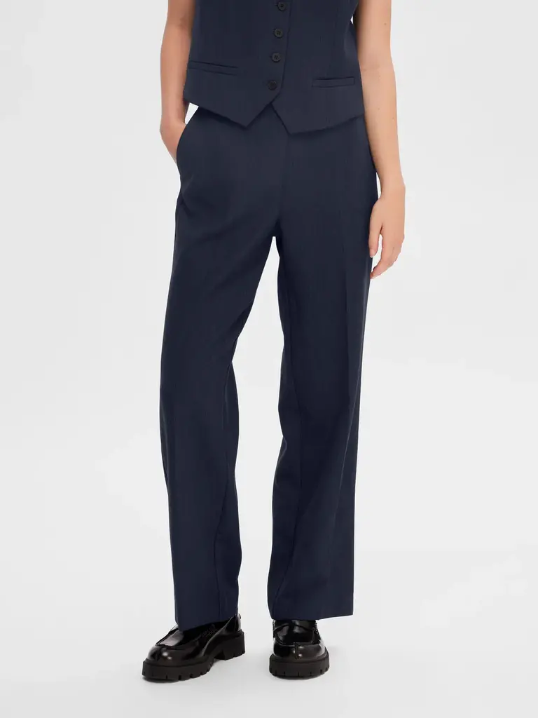 Rita Wide Pants Dark Sapphire Melange