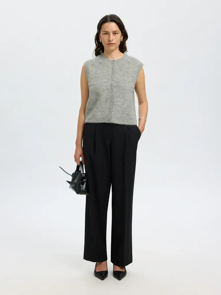 Lulu Button O-neck Vest Light Grey Melange