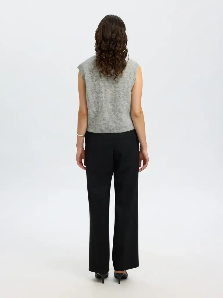 Lulu Button O-neck Vest Light Grey Melange