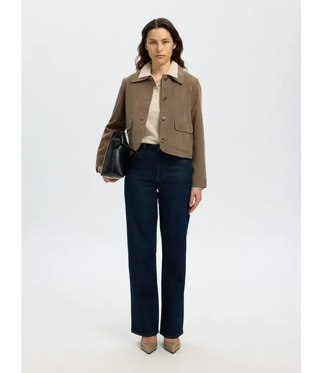 Thea Ls Knit Merino Collar Neck Oatmeal