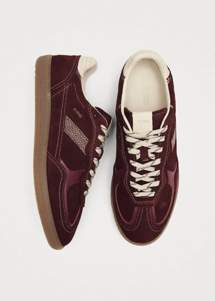Rife Burgundy Cream Leather Sneakers
