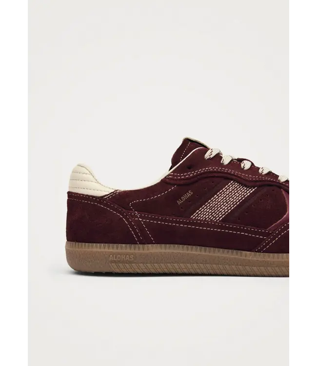 Rife Burgundy Cream Leather Sneakers