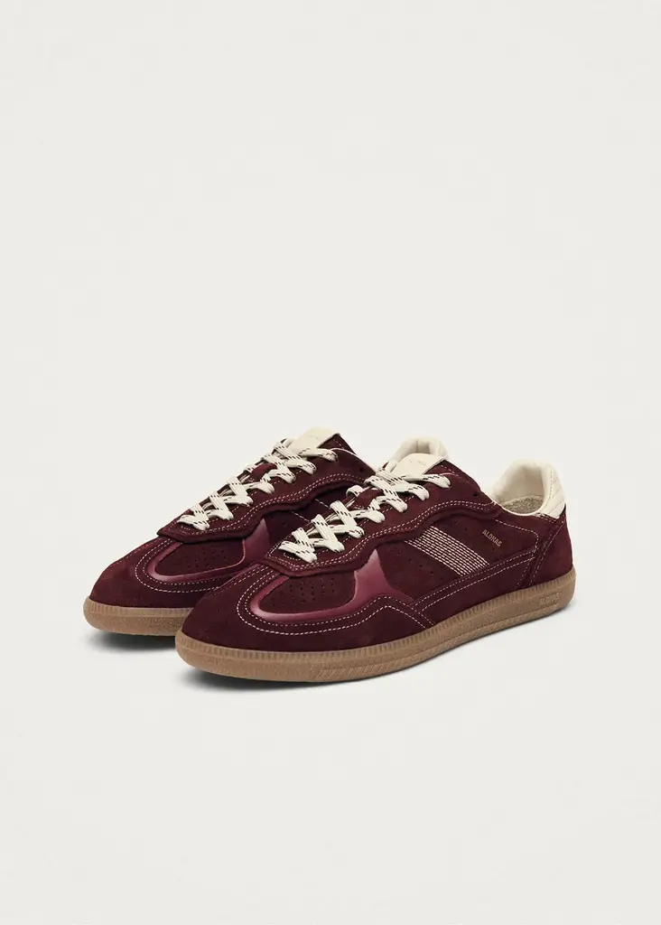 Rife Burgundy Cream Leather Sneakers