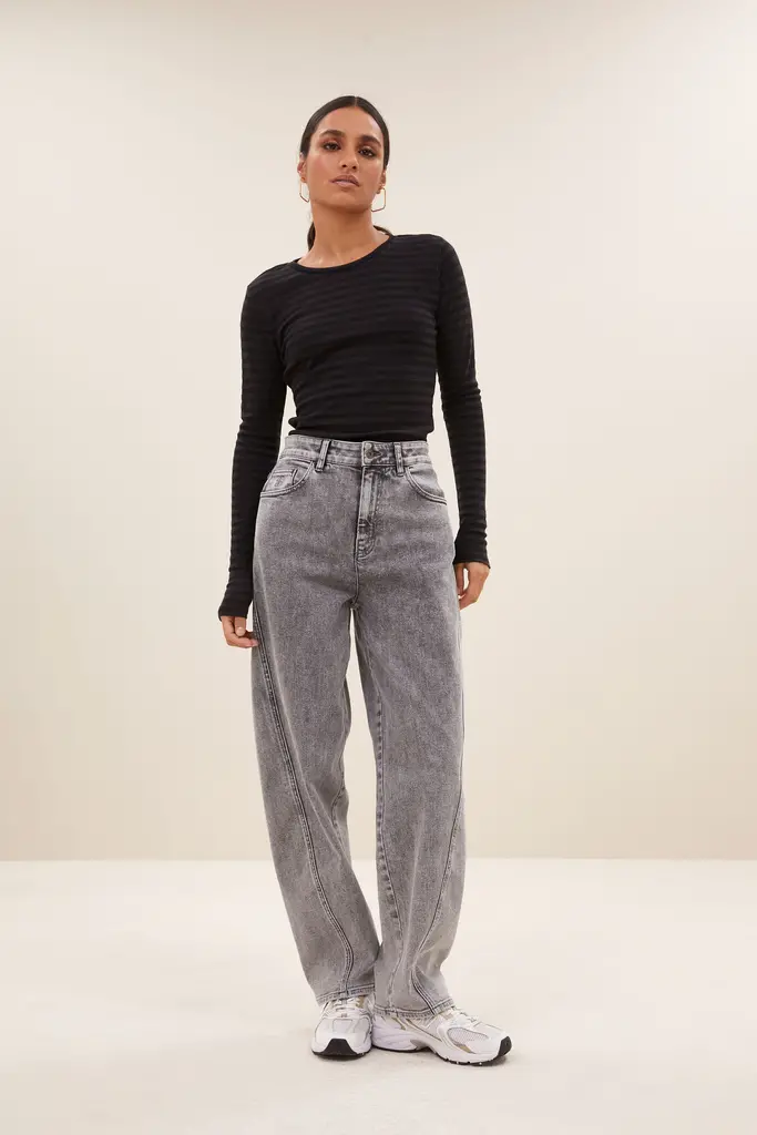 Basic Ls Melange Stripe Top