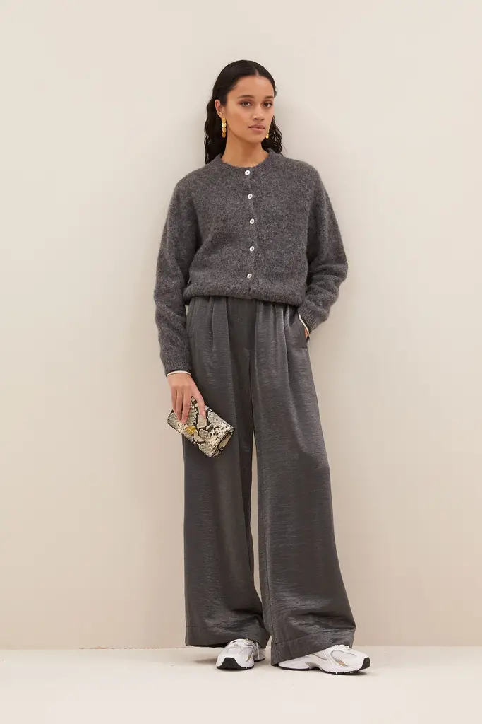 Cleo Natural Cardigan Dark Grey Melange