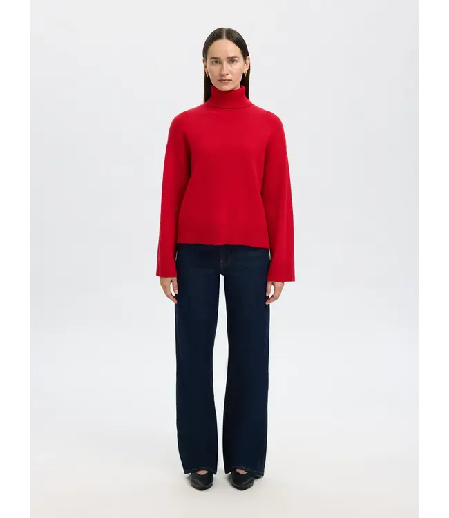 Kamma Knit Roll Neck Equestrian Red