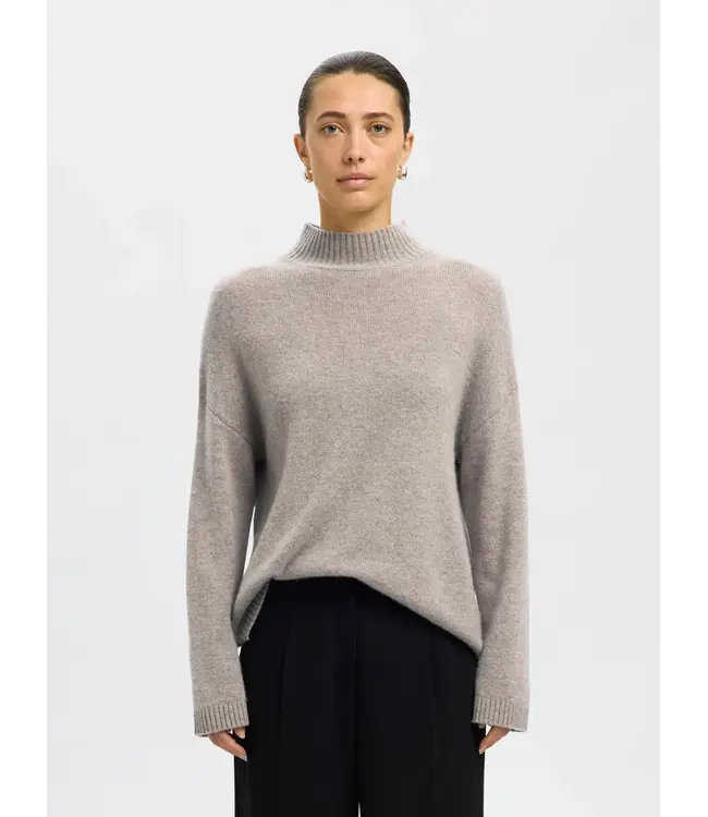 Cille Cashmere Blend High Neck Cream Melange
