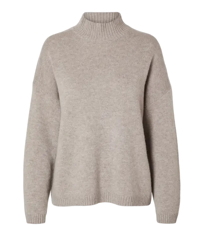 Cille Cashmere Blend High Neck Cream Melange