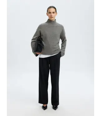 Cille Cashmere Blend High Neck Medium Grey Melange