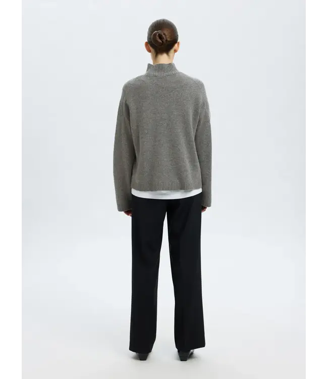 Cille Cashmere Blend High Neck Medium Grey Melange