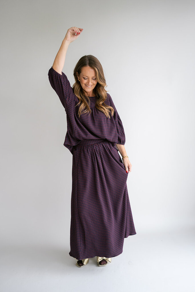 Juliette Skirt Bordeaux Check