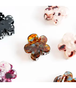 Lucie Clip Mini Flower Brown Blue