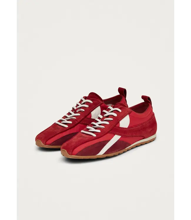 alohas Nylon Red Leather Sneakers
