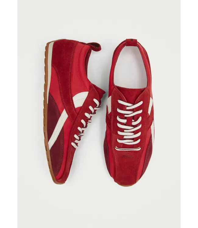 alohas Nylon Red Leather Sneakers