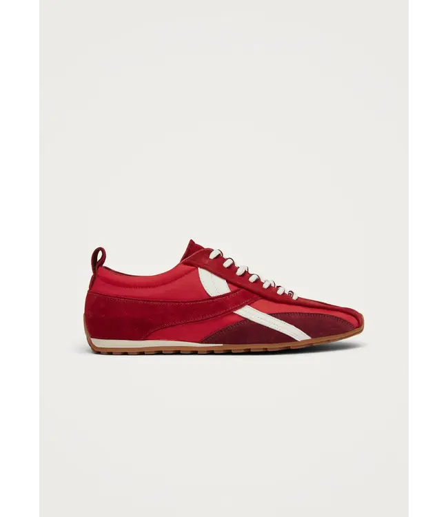 alohas Nylon Red Leather Sneakers