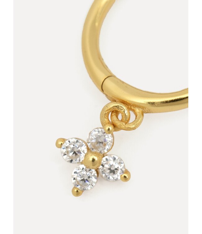 Jeanne Flower Strass Earring Gold