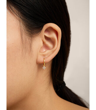 Jeanne Flower Strass Earring Gold