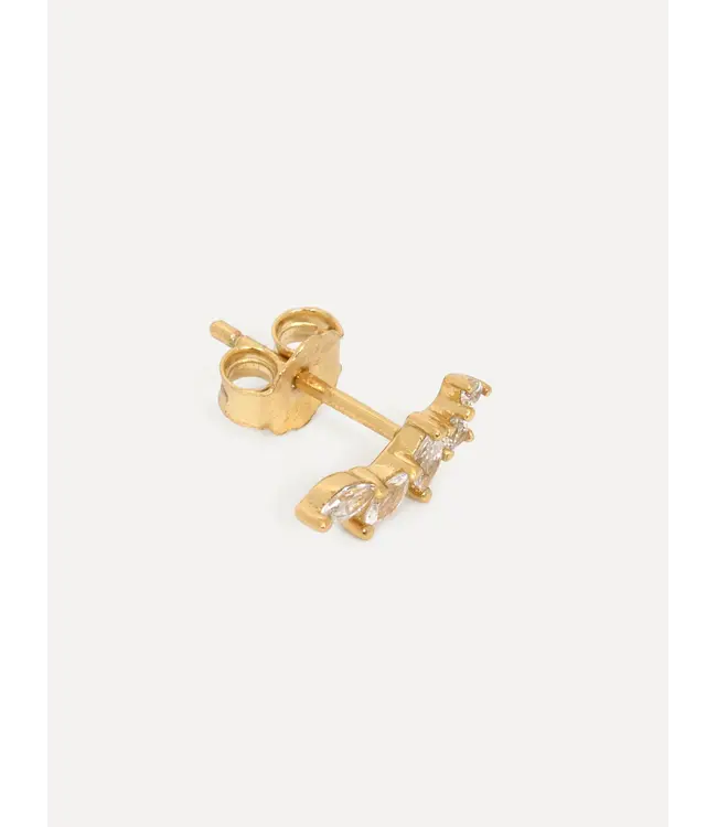 Louise Strass Earring Leaves Gold