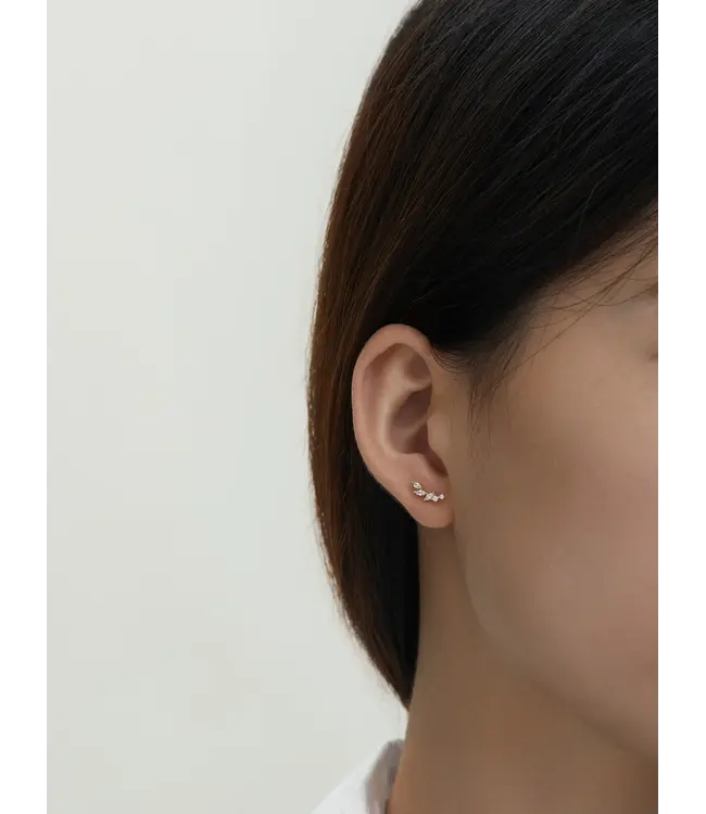 Louise Strass Earring Leaves Gold