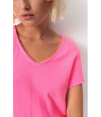 American Vintage Sonoma T-shirt V-neck Pink Fluo